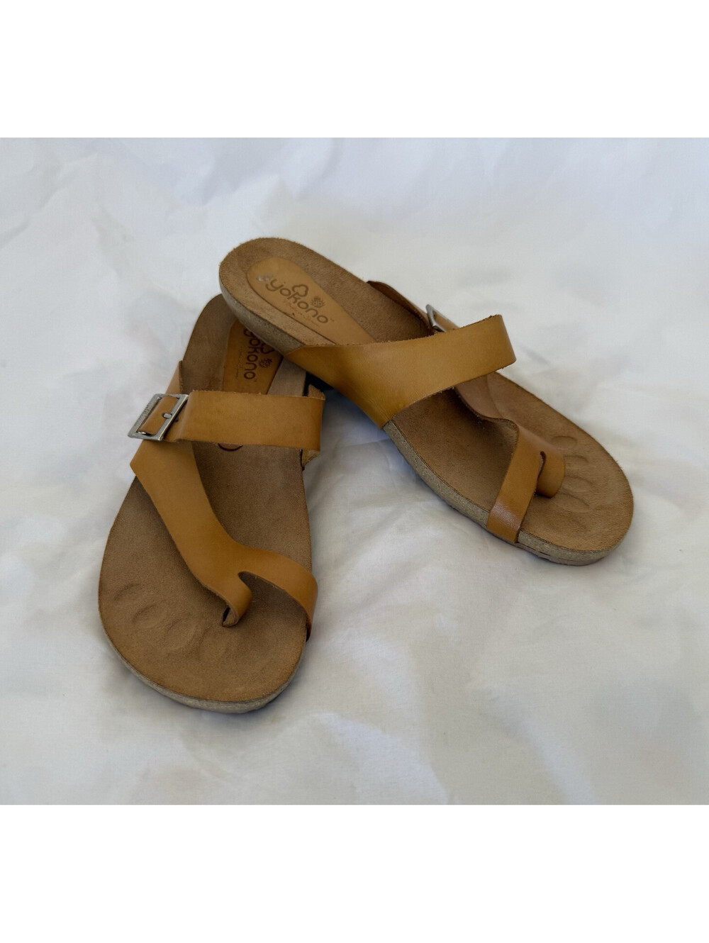 Yokono Ibiza Toe Loop Leather Sandals Size 10 Saddle Tan Leather Made in Spain